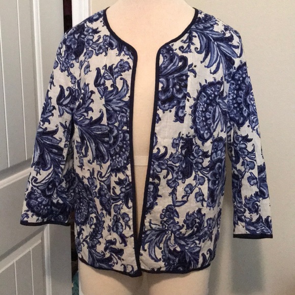 Coldwater Creek reversible navy eyelet jacket NWT - Picture 2 of 5